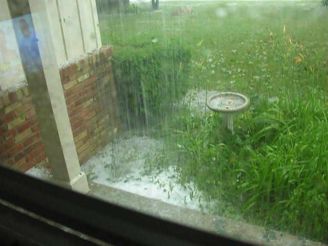 Mini Water fall with pile of hail.